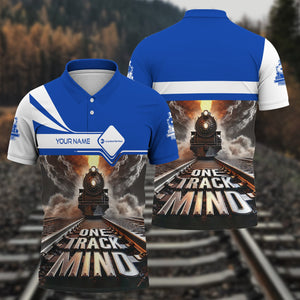 Railspirit Personalized Long Island Railroad Polo Shirt One Track Mind Train Printed Shirt