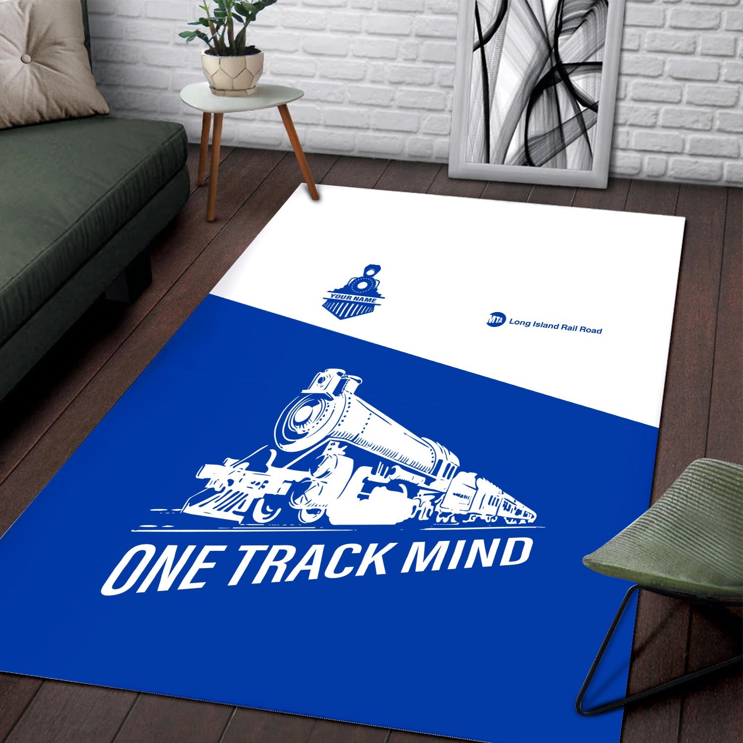 Railspirit Personalized Long Island Railroad Area Rug One Track Mind Train Rug Gift Idea For Train Lover