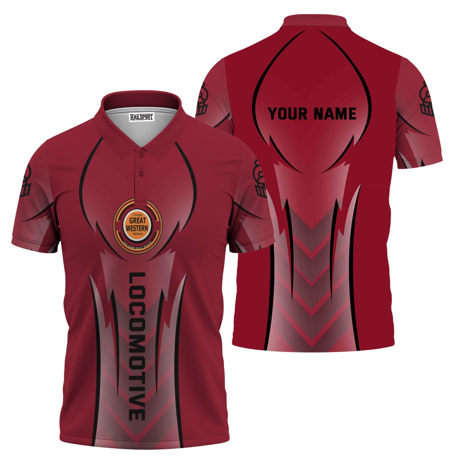 Railspirit Personalized Chicago Great Western Railroad Polo Shirt Striking Line Style Train Shirt For Locomotive Lovers