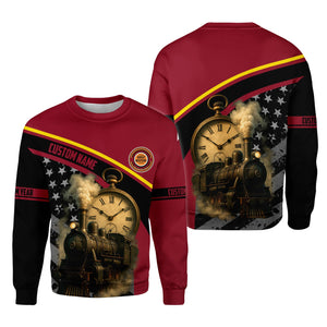 Railspirit Personalized Chicago Great Western Railroad Sweatshirt Classic Steam Engine With Retro Pocket Watch Shirt All Over Print