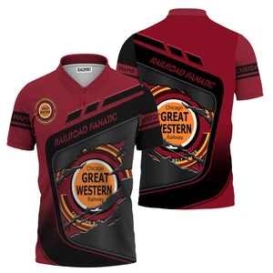 Railspirit Personalized Chicago Great Western Railroad Polo Shirt Ripped Texture Style Train Shirt For Railroad Fanatic