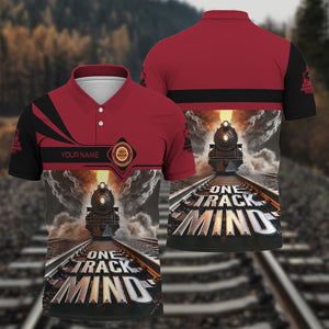 Railspirit Personalized Chicago Great Western Railroad Polo Shirt One Track Mind Train Printed Shirt