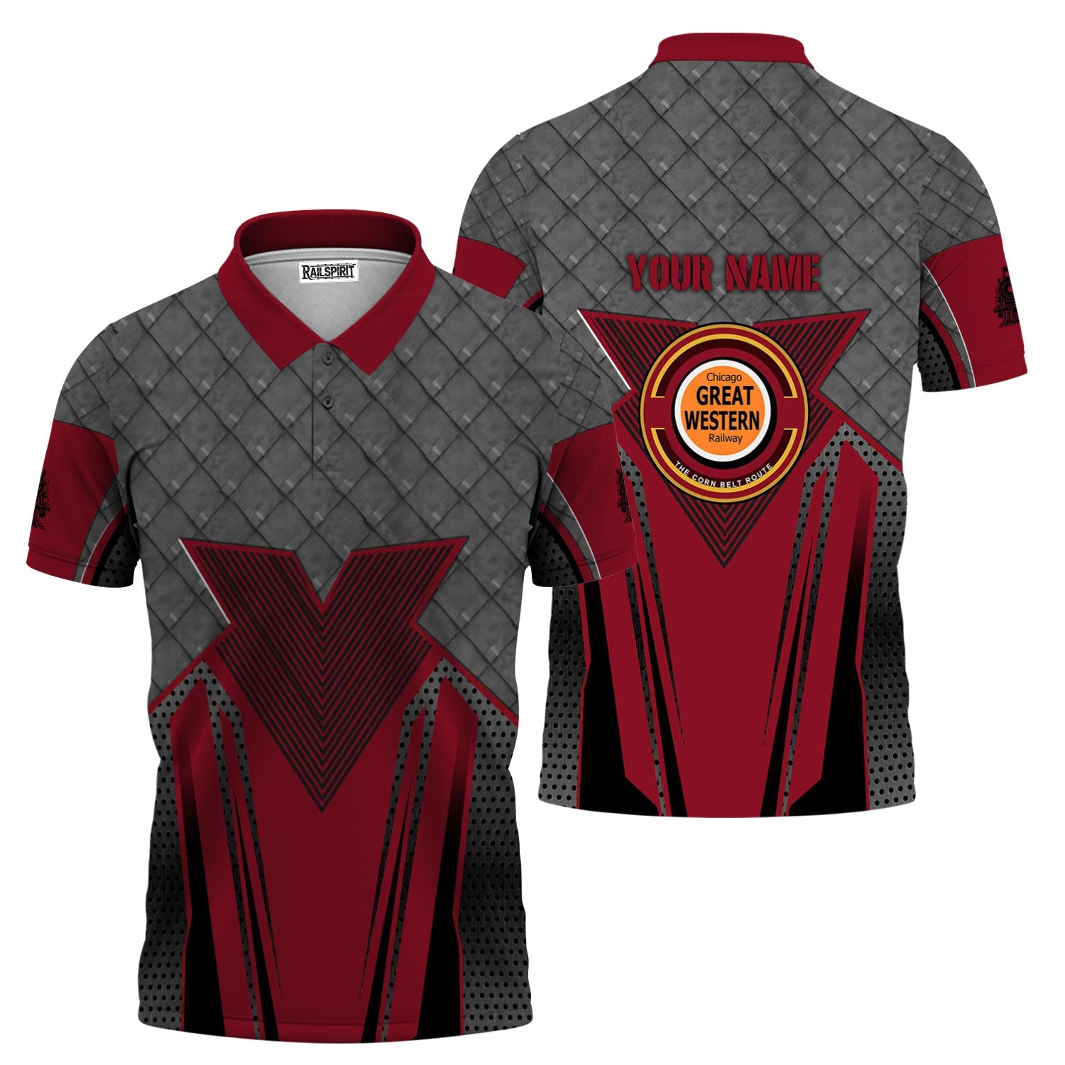 Railspirit Personalized Chicago Great Western Railroad Polo Shirt Rugged Steel Vibes Train Shirt All Over Print