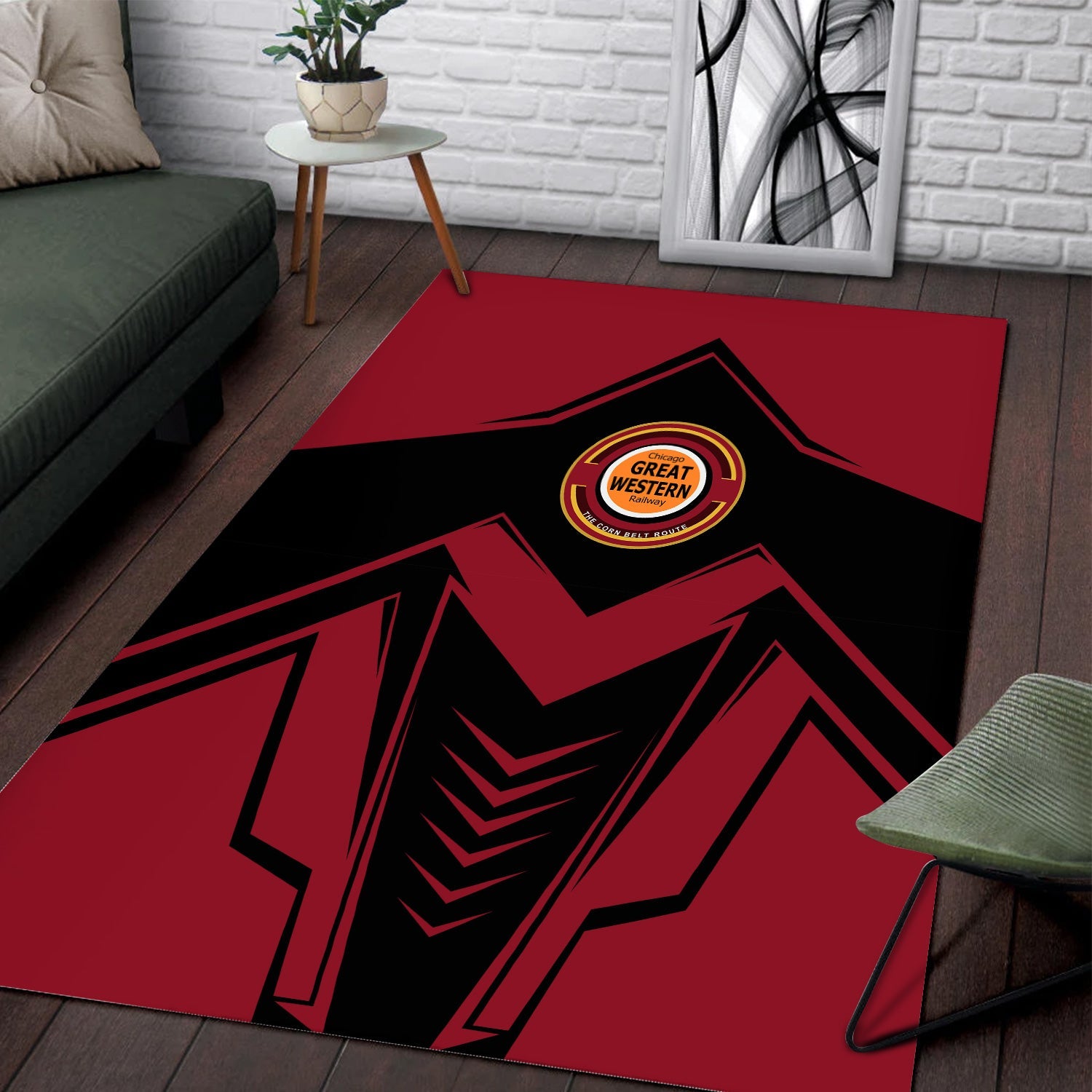 Railspirit Chicago Great Western Railroad Area Rug Railway Trainspotter Style Rug Gift Idea For Foamers