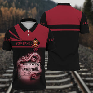 Railspirit Custom Name Chicago Great Western Railroad Polo Shirt American Train Ticket Printed Shirt