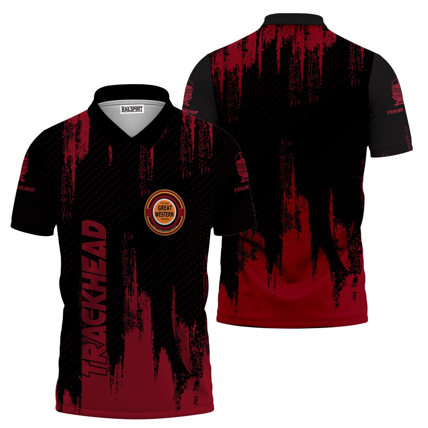 Railspirit Personalized Chicago Great Western Railroad Polo Shirt Paint Impact Design Train Shirt for Trackhead
