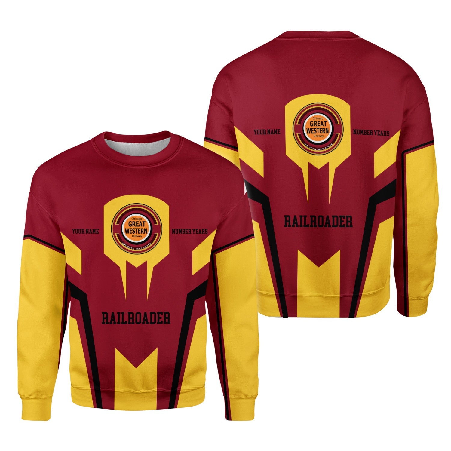 Railspirit Personalized Chicago Great Western Railroad Sweatshirt Custom Year Railroader Shirt Gift Idea For Train Lover