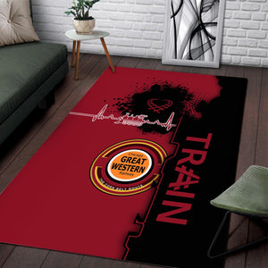 Railspirit Chicago Great Western Railroad Area Rug Engine Heartbeat and Track Love Style Rug Gift Idea For Train Lovers