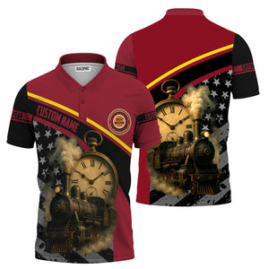 Railspirit Personalized Chicago Great Western Railroad Polo Shirt Classic Steam Engine With Retro Pocket Watch Shirt All Over Print