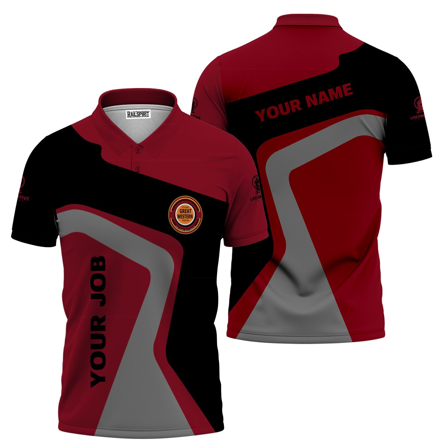 Railspirit Personalized Chicago Great Western Railroad Polo Shirt Unique Design with Custom Job Position Train Shirt
