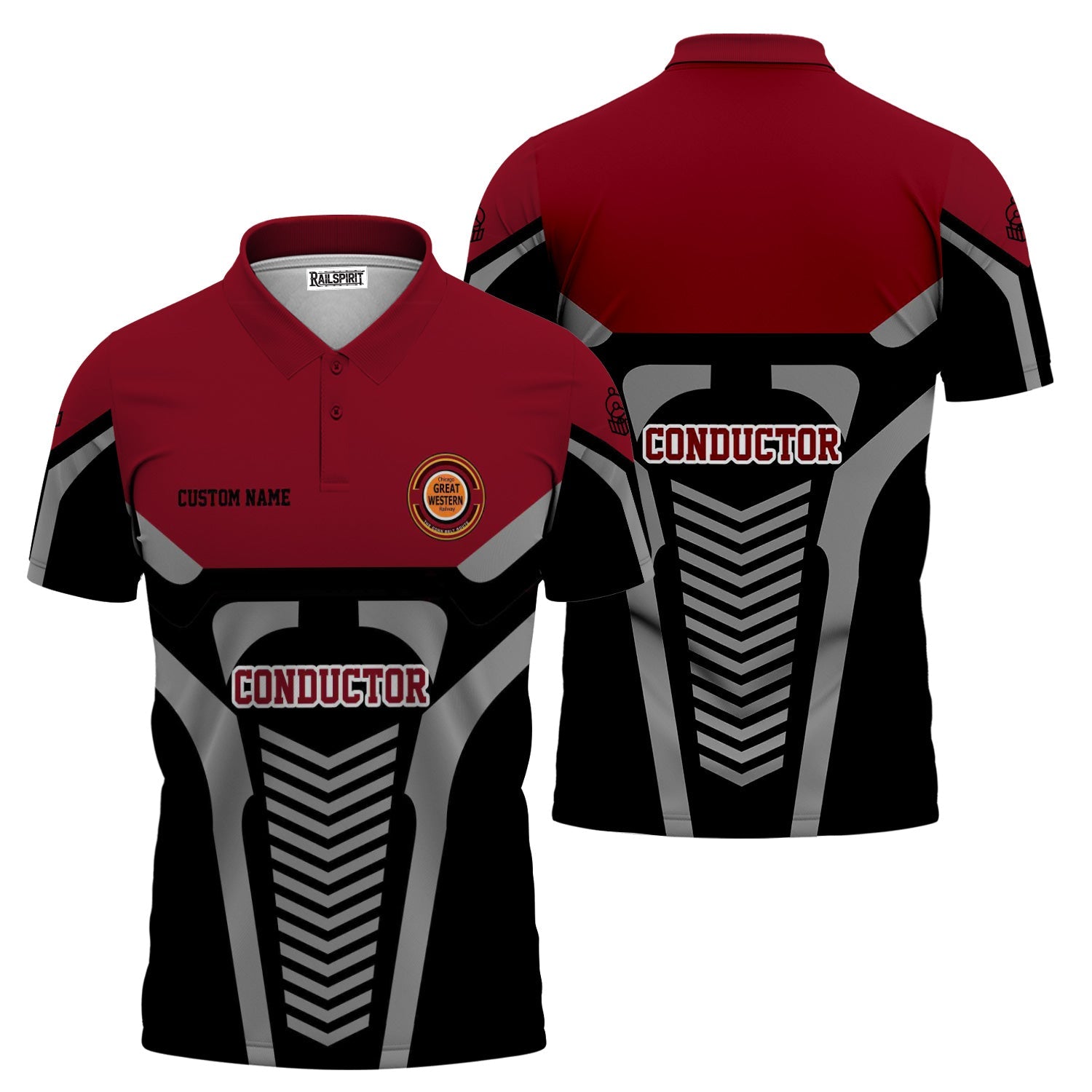 Railspirit Personalized Chicago Great Western Railroad Polo Shirt Track-Inspired with Custom Job Position  Train Shirt