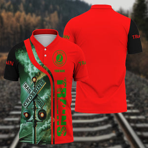 Railspirit Personalized Elgin Joliet And Eastern Railroad Polo Shirt Crossing Railroad Sign American Locomotive Train Shirt All Over Print