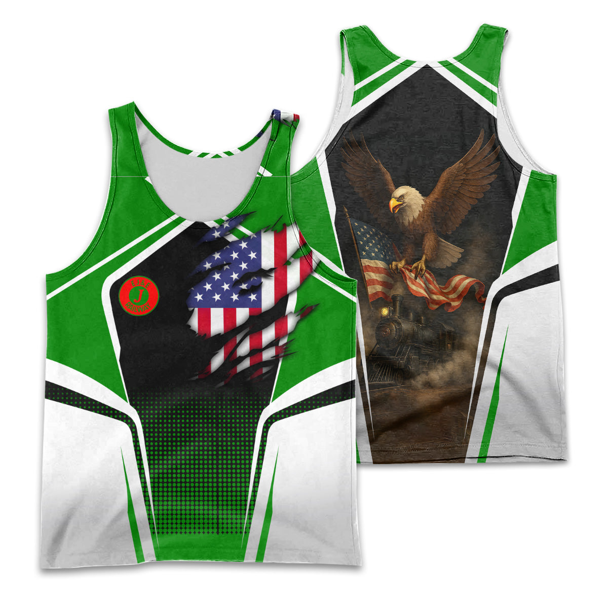 Railspirit Personalized Elgin Joliet And Eastern Railroad Men Tank Top American Eagle Vintage Train Shirt