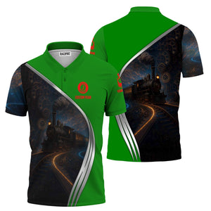 Railspirit Personalized Elgin Joliet And Eastern Railroad Polo Shirt Steampunk Locomotive with Custom Year Train Shirt