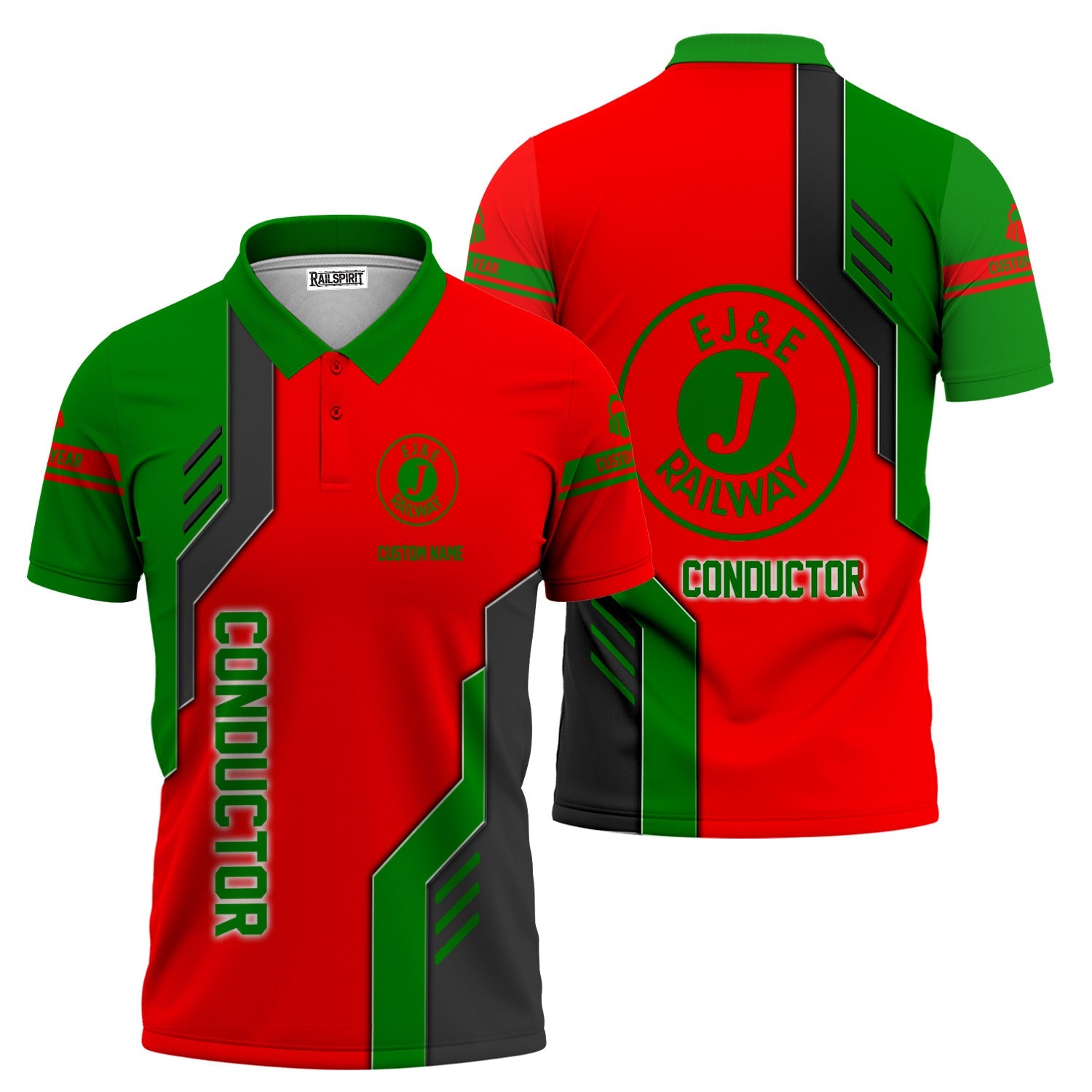 Railspirit Personalized Elgin Joliet And Eastern Railroad Polo Shirt Unique Railway Style with Custom Job Train Shirt