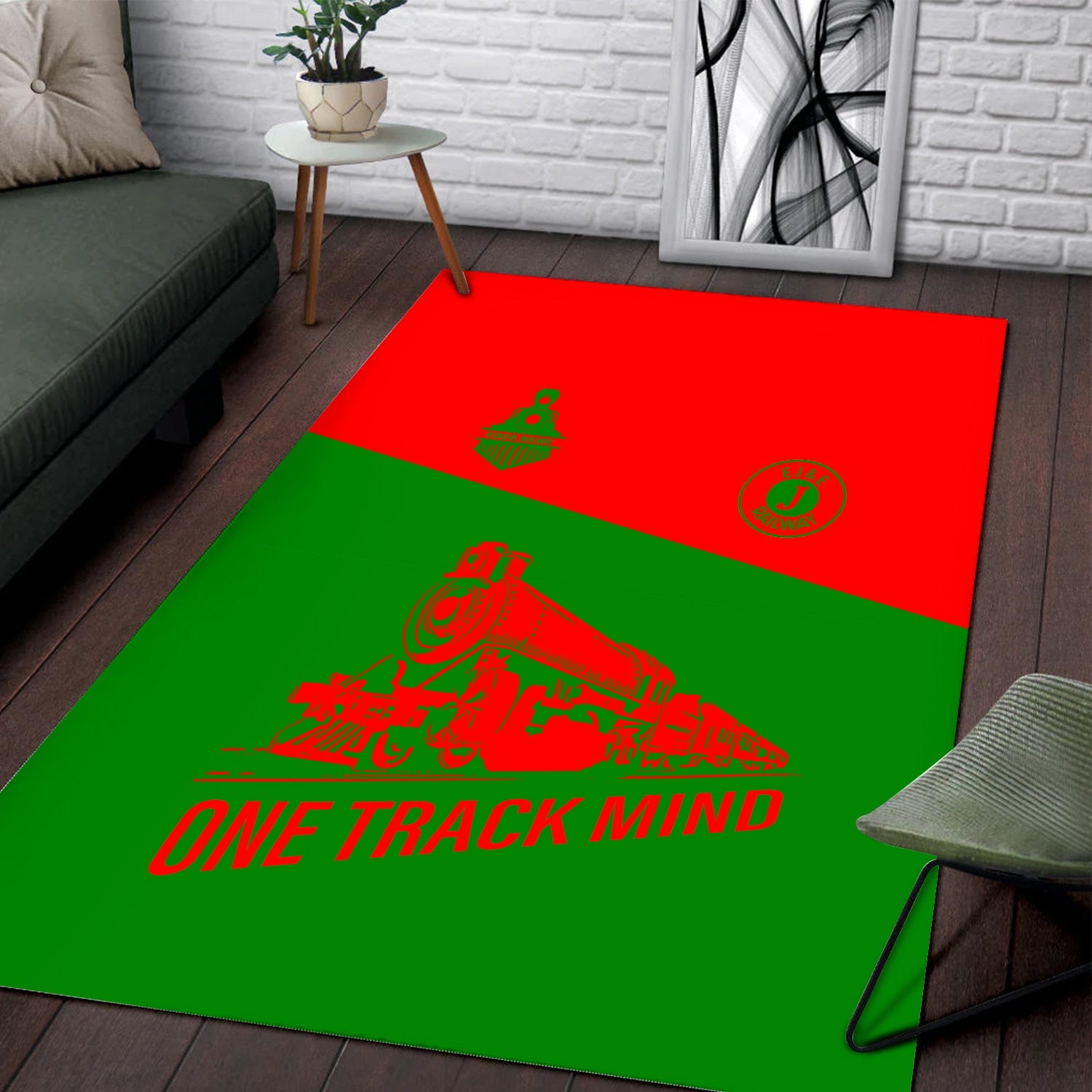 Railspirit Personalized Elgin Joliet And Eastern Railroad Area Rug One Track Mind Train Rug Gift Idea For Train Lover