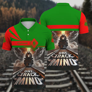 Railspirit Personalized Elgin Joliet And Eastern Railroad Polo Shirt One Track Mind Train Printed Shirt