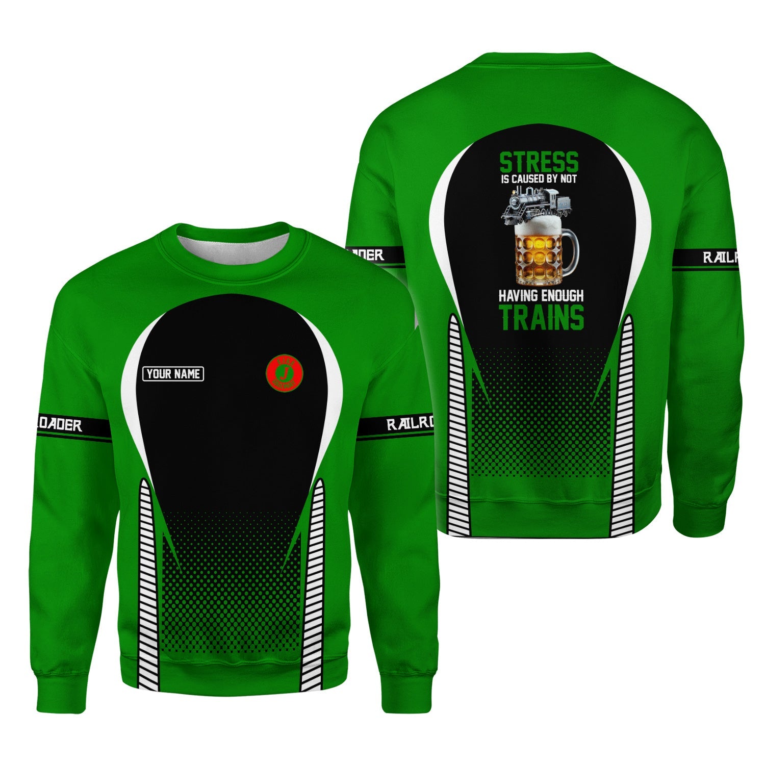 Railspirit Personalized Elgin Joliet And Eastern Railroad Sweatshirt Stress Is Caused By Not Having Enough Trains Shirt All Over Print Shirt