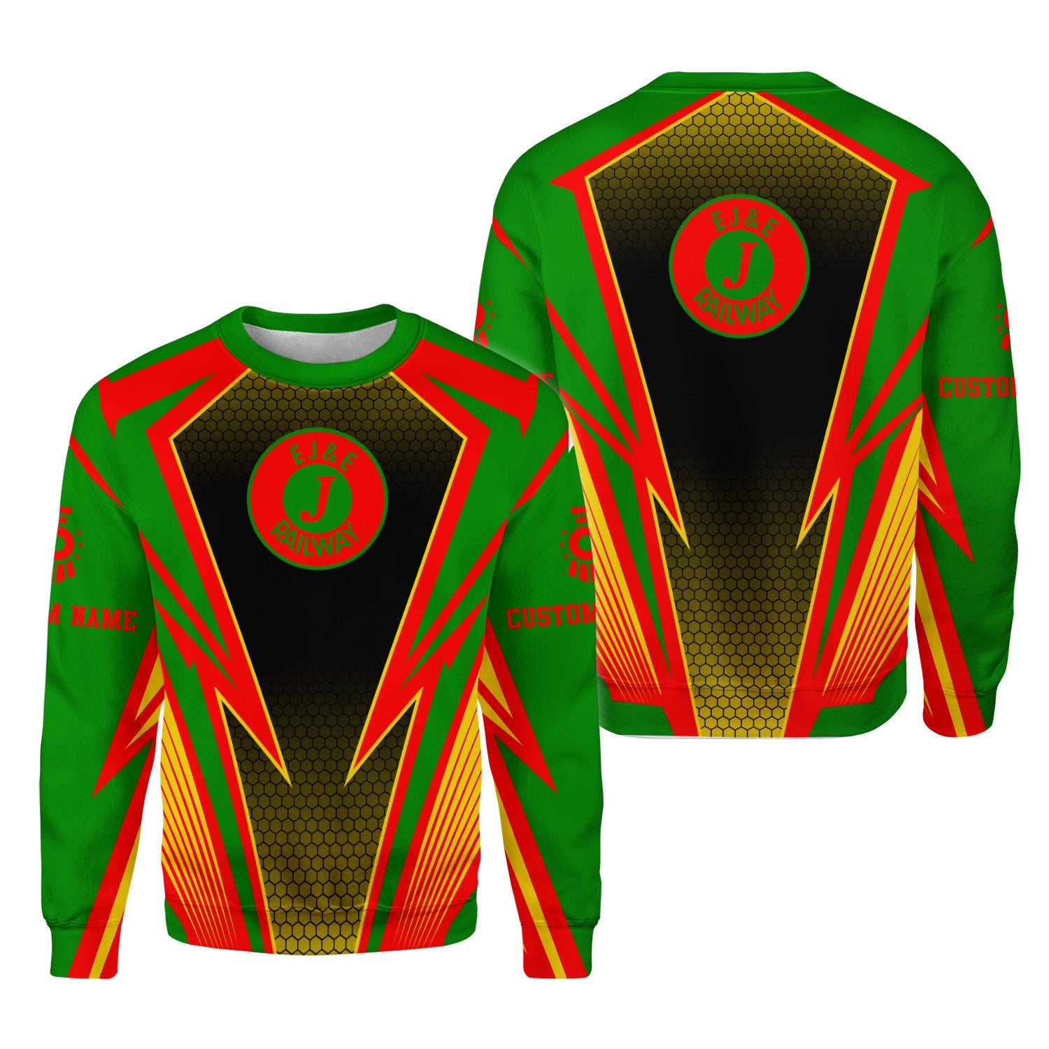 Railspirit Personalized Elgin Joliet And Eastern Railroad Sweatshirt Lightning Graphic Style Shirt Gift Idea For Train Lover