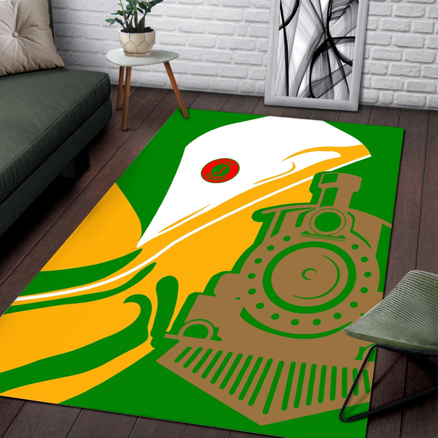 Railspirit Elgin Joliet And Eastern Railroad Area Rug Flame-Inspired Style Rug Gift Idea For Train Lovers