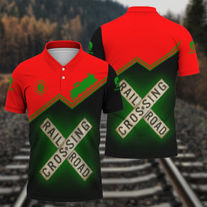 Railspirit Personalized Elgin Joliet And Eastern Railroad Polo Shirt Railroad Crossing Printed Train Track Shirt
