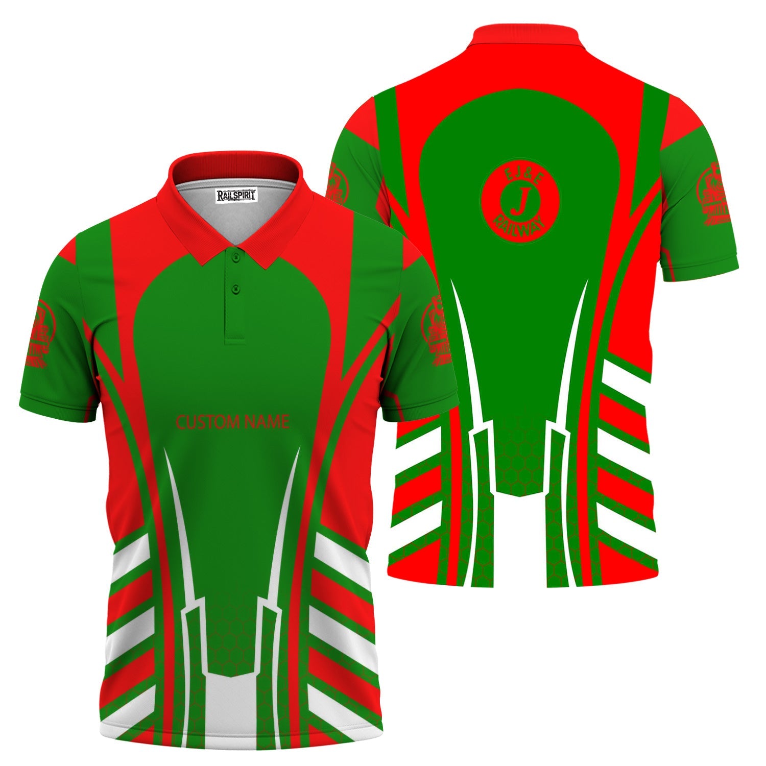 Railspirit Personalized Elgin Joliet And Eastern Railroad Polo Shirt Striped Railroad Style Train Shirt All Over Print