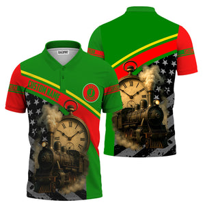 Railspirit Personalized Elgin Joliet And Eastern Railroad Polo Shirt Classic Steam Engine With Retro Pocket Watch Shirt All Over Print