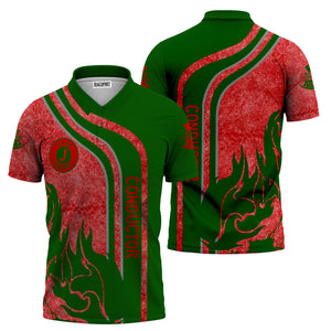 Railspirit Personalized Elgin Joliet And Eastern Railroad Polo Shirt Flame Design with Custom Job Position Train Shirt