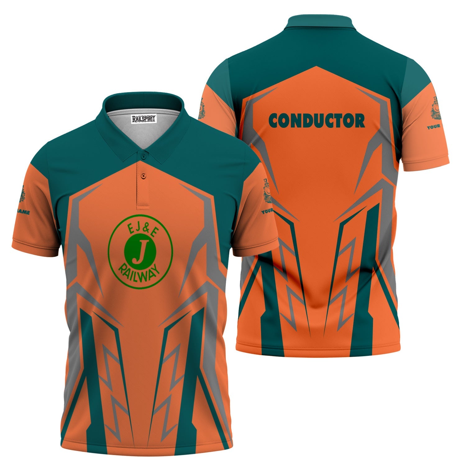 Railspirit Personalized Elgin Joliet And Eastern Railroad Polo Shirt Futuristic Design with Custom Job Train Shirt