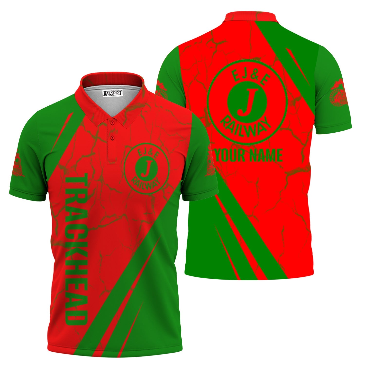 Railspirit Personalized Elgin Joliet And Eastern Railroad Polo Shirt Crackle Texture Style Train Shirt For Trackhead