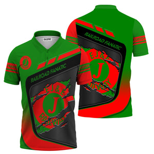 Railspirit Personalized Elgin Joliet And Eastern Railroad Polo Shirt Ripped Texture Style Train Shirt For Railroad Fanatic