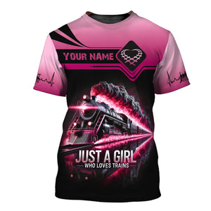 Railspirit Personalized Train Lover T-Shirt - Just a Girl Who Loves Trains
