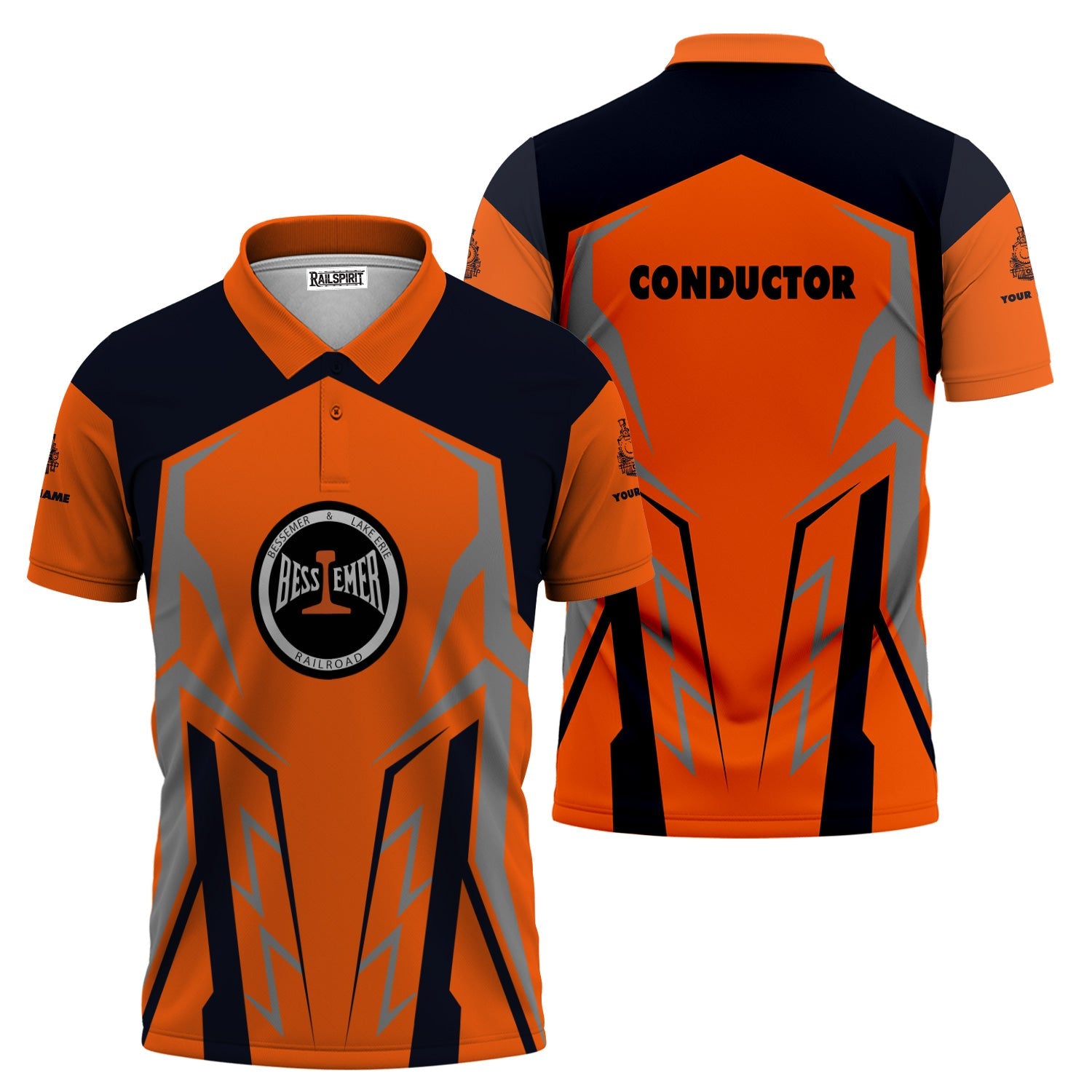 Railspirit Personalized Bessemer And Lake Erie Railroad Polo Shirt Futuristic Design with Custom Job Train Shirt