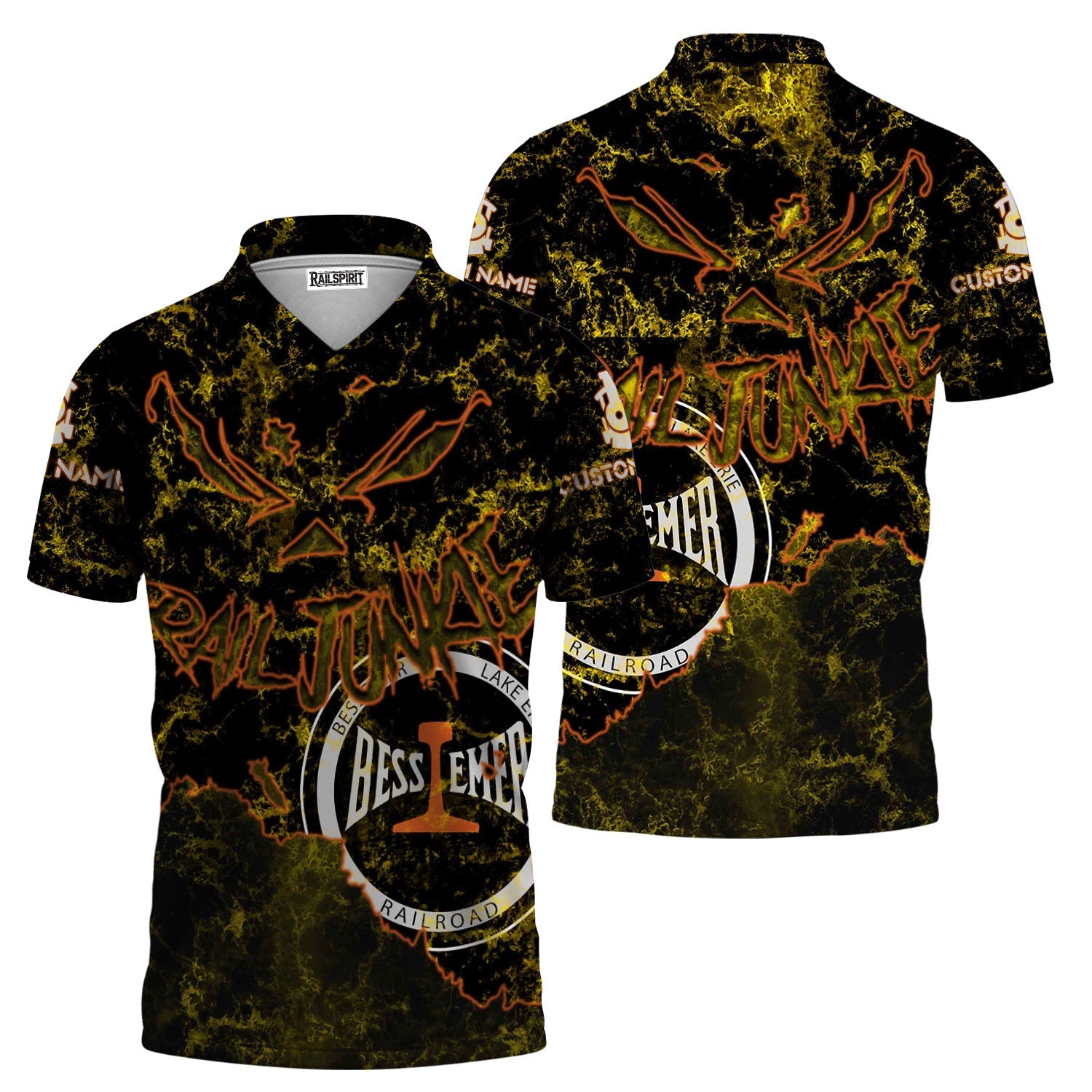 Railspirit Personalized Bessemer And Lake Erie Railroad Polo Shirt Torn Graphic Style Train Shirt For Rail Junkie