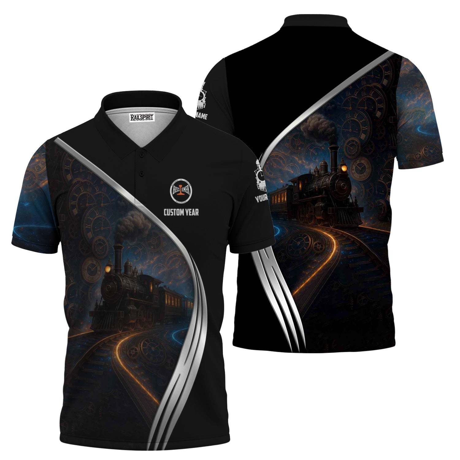 Railspirit Personalized Bessemer And Lake Erie Railroad Polo Shirt Steampunk Locomotive with Custom Year Train Shirt