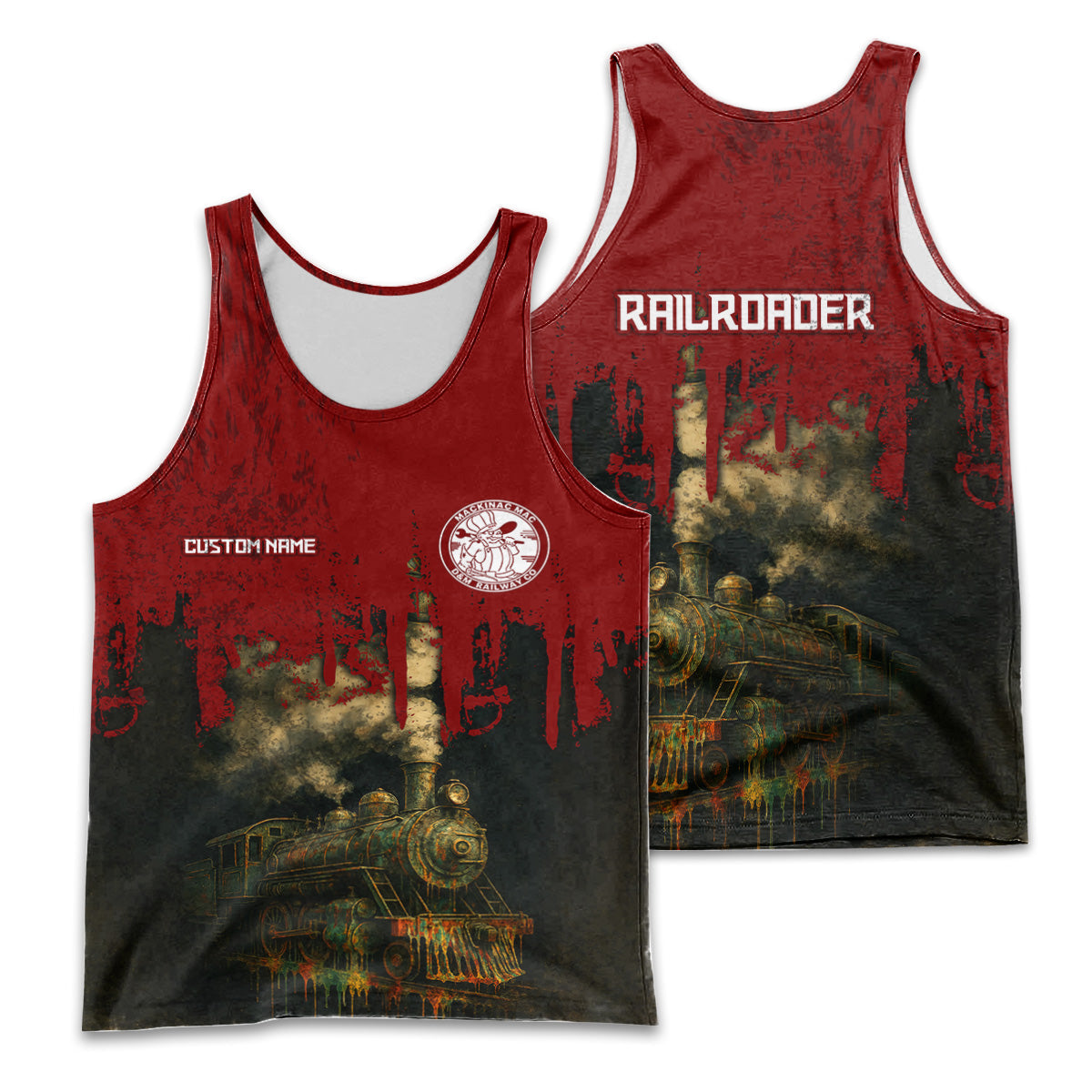 Railspirit Personalized Detroit & Mackinac Railroad Men Tank Top Vintage Train Art Style Shirt For Locomotive Fans