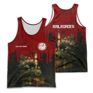 Railspirit Personalized Detroit & Mackinac Railroad Men Tank Top Vintage Train Art Style Shirt For Locomotive Fans