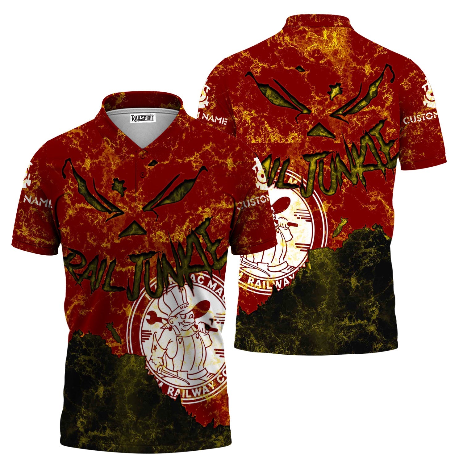 Railspirit Personalized Detroit & Mackinac Railroad Polo Shirt Torn Graphic Style Train Shirt For Rail Junkie