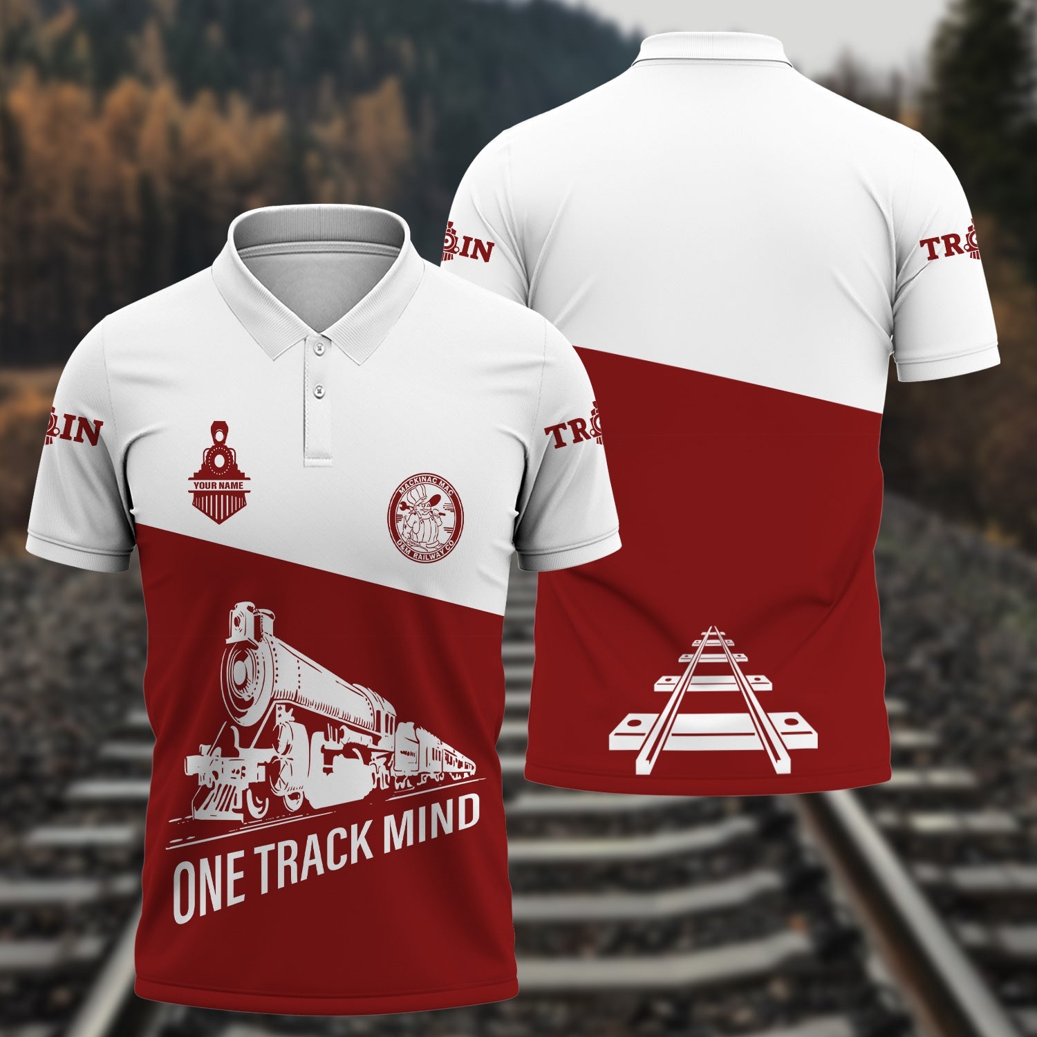 Railspirit Personalized Detroit & Mackinac Railroad Polo Shirt One Track Mind Unisex Train Shirt Gift Idea For Train Lover