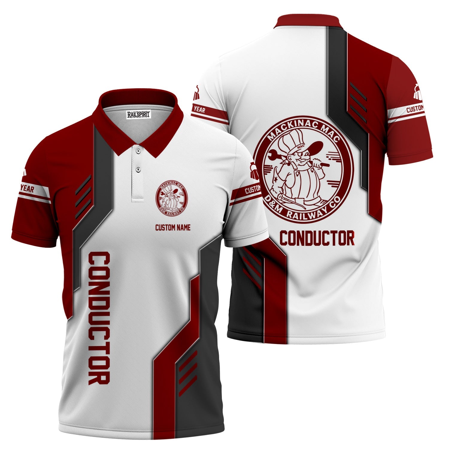 Railspirit Personalized Detroit & Mackinac Railroad Polo Shirt Unique Railway Style with Custom Job Train Shirt