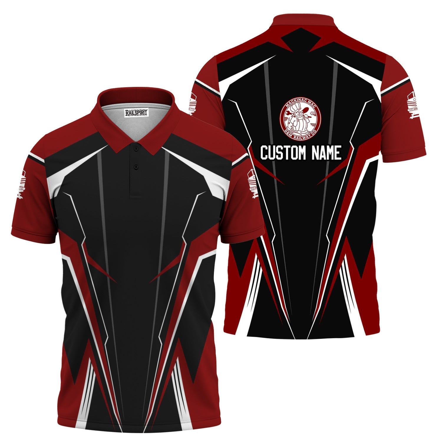 Railspirit Personalized Detroit & Mackinac Railroad Polo Shirt Lightning-Edge Design Train Shirt For Railroad Lovers