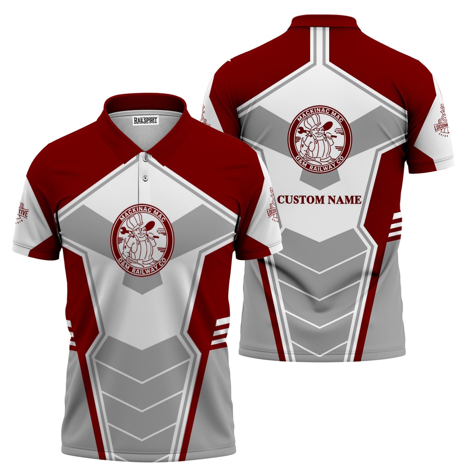 Railspirit Personalized Detroit & Mackinac Railroad Polo Shirt Engine-Inspired Style Train Shirt for Railroad Fanatic