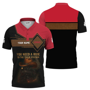 Railspirit Personalized Canadian Pacific Kansas City Polo Shirt You Need A Ride To The Train Station CPKC Shirt For Train Lovers