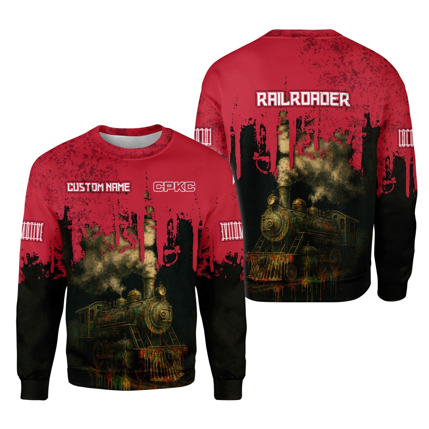 Railspirit Personalized Canadian Pacific Kansas City Sweatshirt Vintage Train Art Style CPKC Shirt For Locomotive Fans