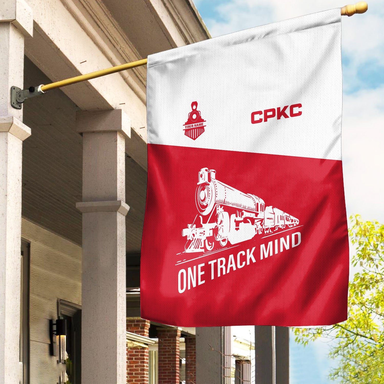 Railspirit Personalized Canadian Pacific Kansas City Garden Flag One Track Mind CPKC Flag Gift Idea For Train Lover