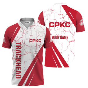 Railspirit Personalized Canadian Pacific Kansas City Polo Shirt Crackle Texture Style CPKC Train Shirt For Trackhead