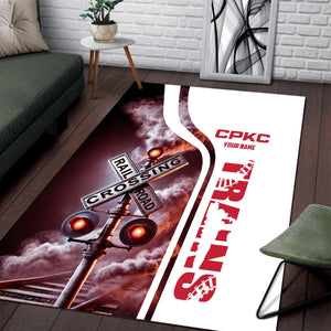 Railspirit Personalized Canadian Pacific Kansas City Area Rug Railroad Crossing Sign CPKC Rug All Over Print