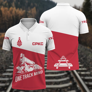 Railspirit Personalized Canadian Pacific Kansas City Polo Shirt One Track Mind Unisex Train Shirt Gift Idea For Train Lover