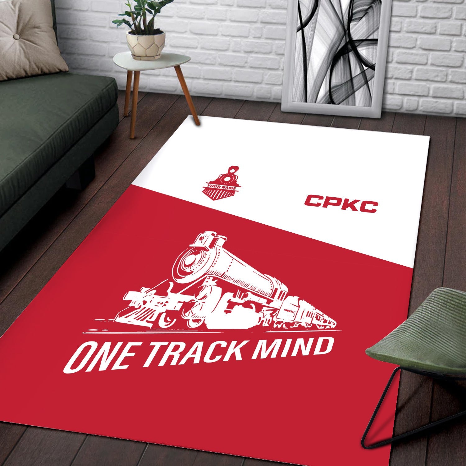 Railspirit Personalized Canadian Pacific Kansas City Area Rug One Track Mind CPKC Train Rug Gift Idea For Train Lover
