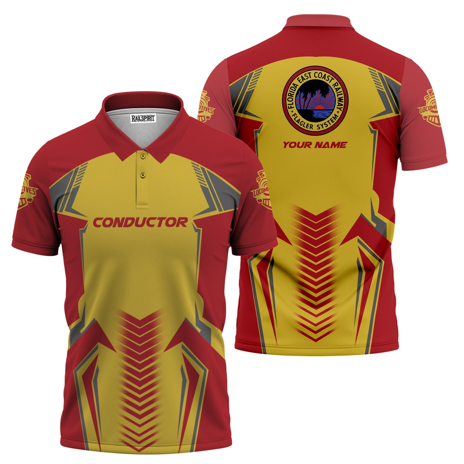 Railspirit Personalized Florida East Coast Railway Polo Shirt Standout Style with Custom Position Train Shirt